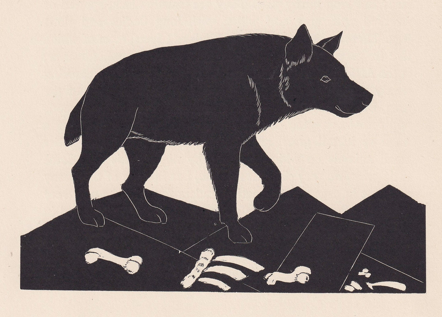 1929 HYENA Print Wood Engraving - Hyena Wall Art - Zoology Print - Wildlife - Antique Animal Print - 94 Years Old - 8 x 7.25 