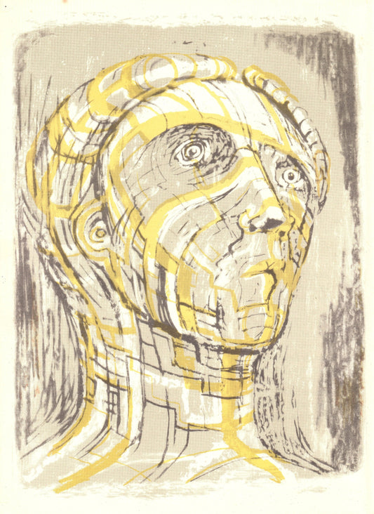 1952 HENRY MOORE LITHOGRAPH - "Tête de Prométhée" - Original Henry Moore Print - - Wall Art - 9.75 x 7.15 Inches