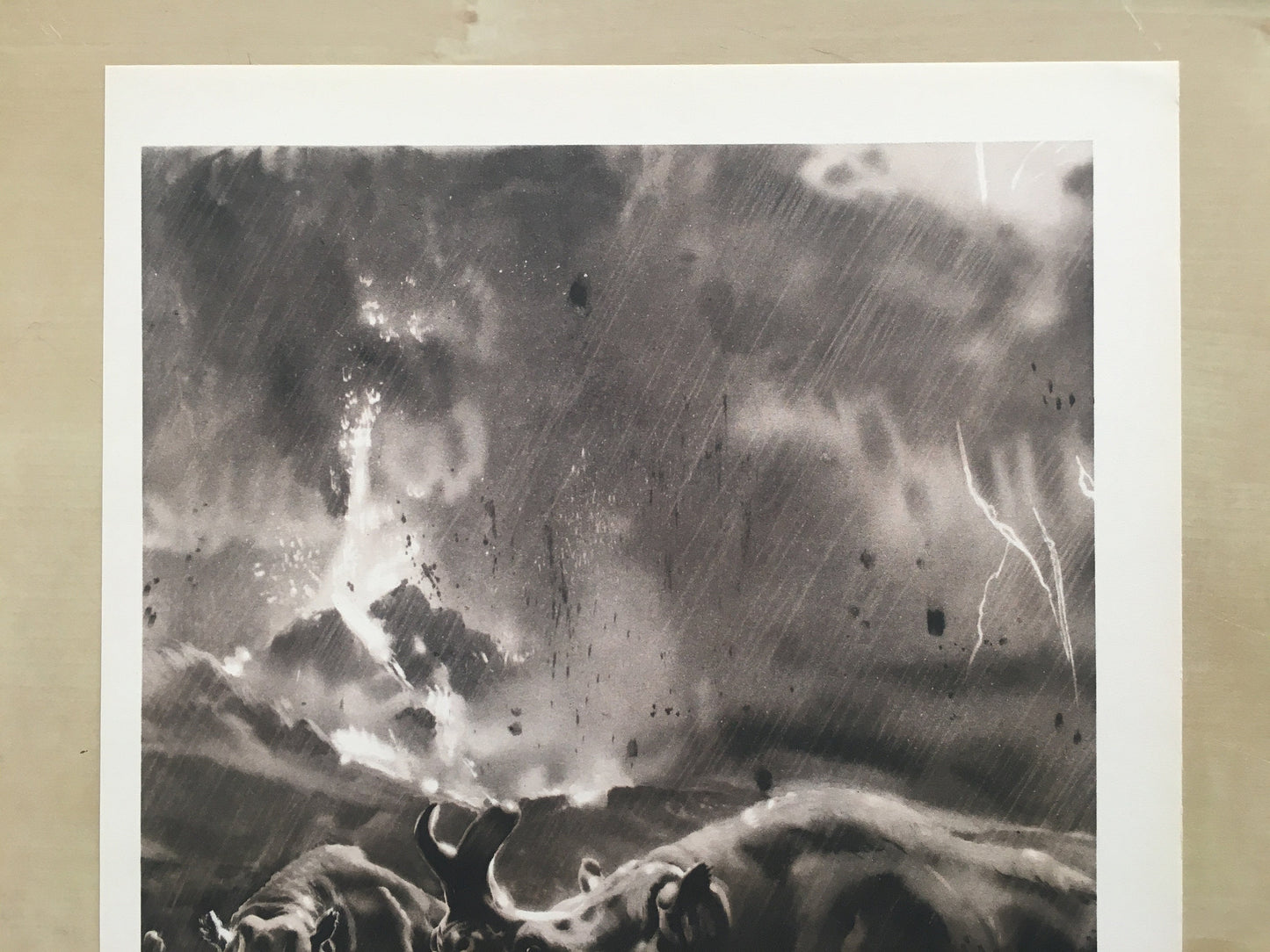 1960 MEGACEROPS Print - Prehistoric Animals Print - Paleoart - Paleontology Print - 63 Years Old - 13.5 x 9.75 Inches