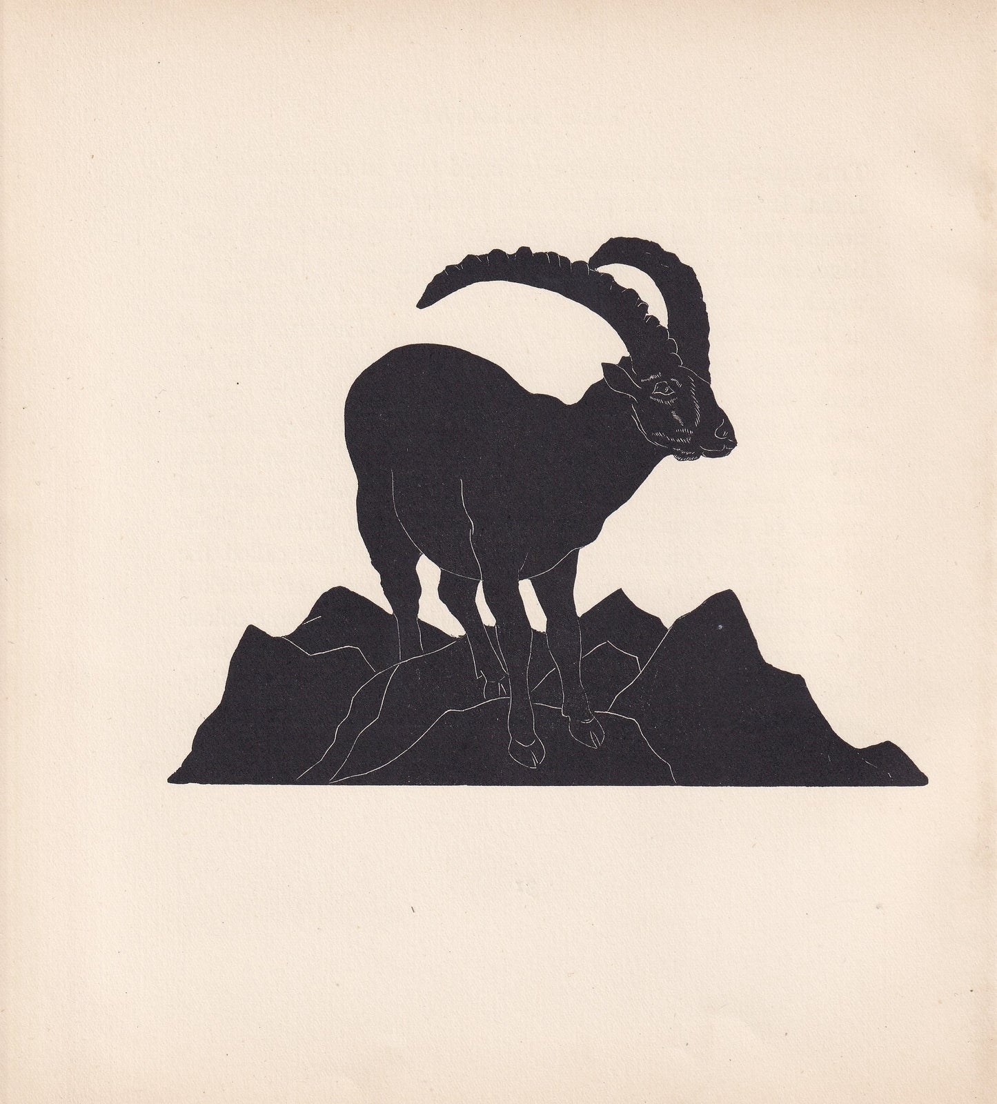 1929 IBEX Print Wood Engraving - Ibex Wall Art - Zoology Print - Antique Animal Print - 94 Years Old - 8 x 7.25 Inches