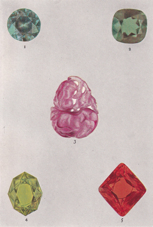 1934 SEMI-PRECIOUS STONES Print - Original Vintage Print - Mineral Print - Mineral Wall Art - 89 Years Old - 9.15 x 6 Inches