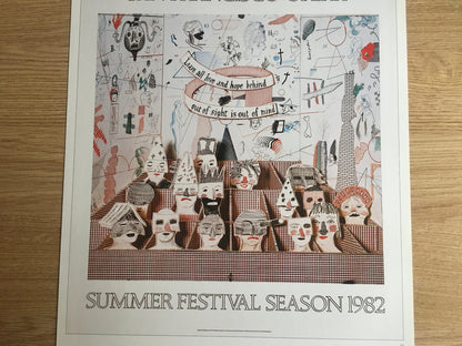 Vintage 1987 DAVID HOCKNEY Print - San Francisco Opera, Exhibition Poster - Hockney Wall Art - Hockney Poster - 10.25 x 14 Inches