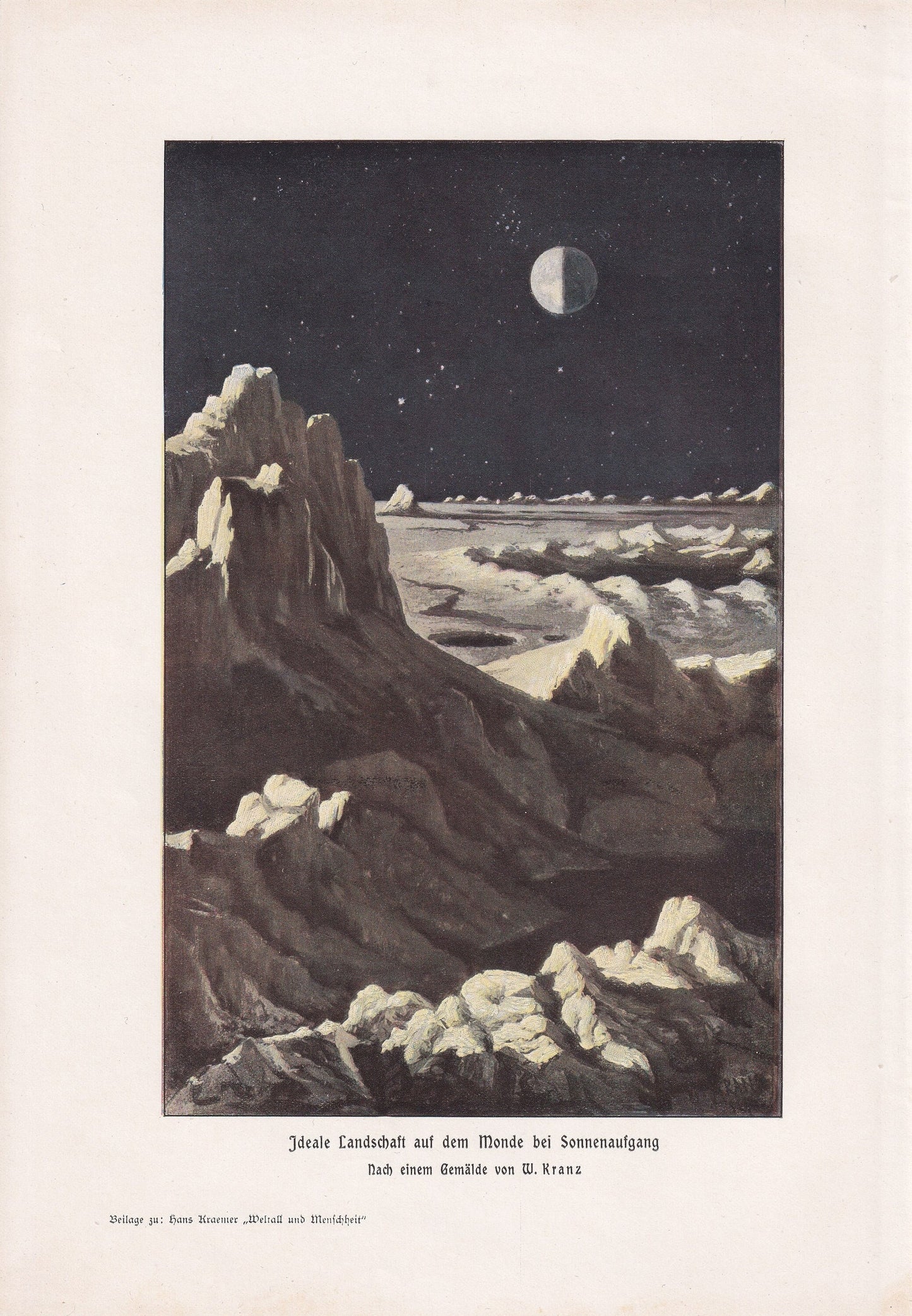 1900 EARTH from THE MOON Print - Moon Print - Earthrise - Astronomy Print - Original Vintage Print - 124 Years Old - 7.75 x 1