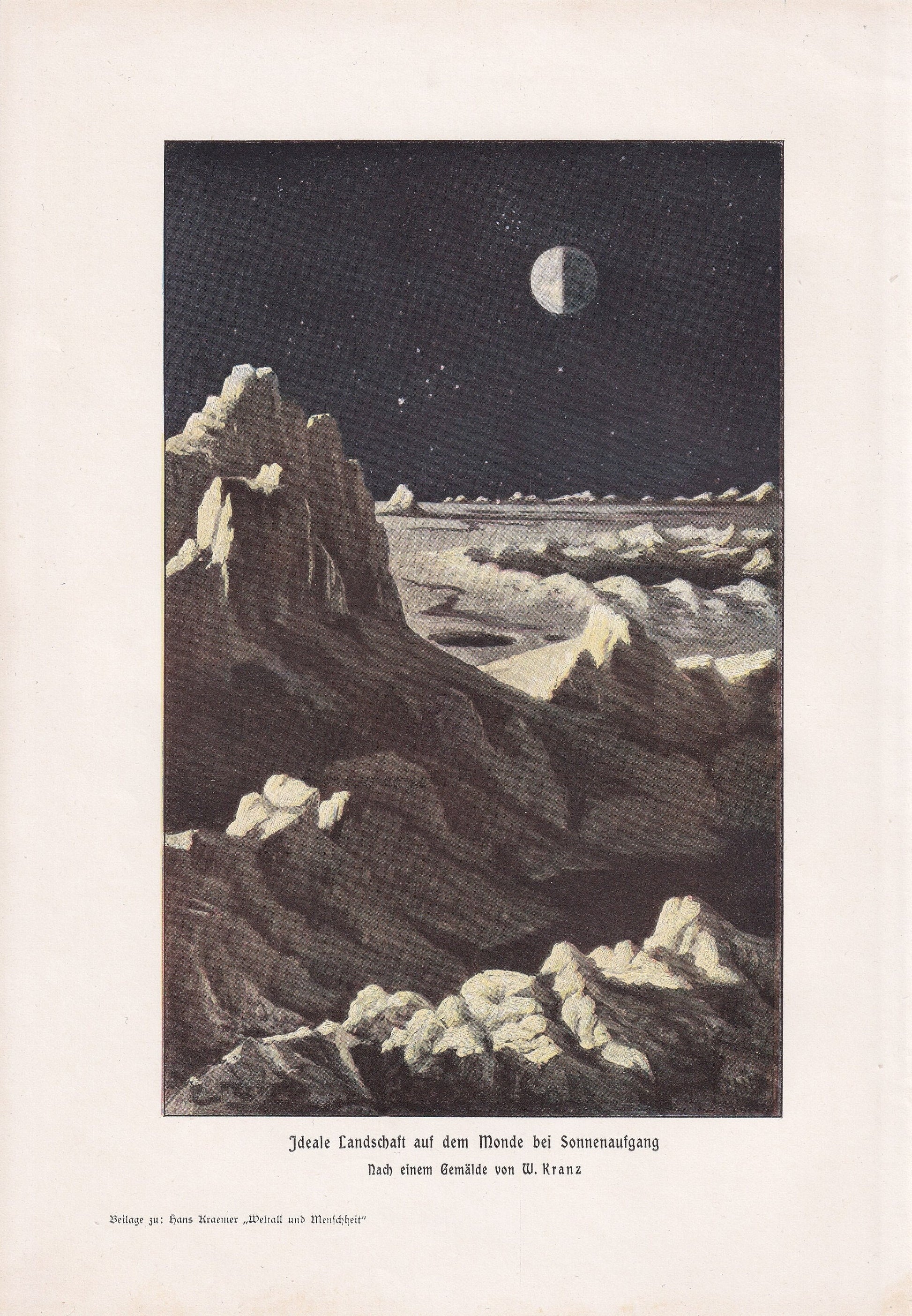 1900 EARTH from THE MOON Print - Moon Print - Earthrise - Astronomy Print - Original Vintage Print - 124 Years Old - 7.75 x 1