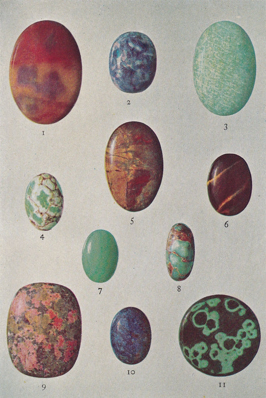 1934 SEMI-PRECIOUS STONES Print - Original Vintage Print - Mineral Print - Mineral Wall Art - 89 Years Old - 9.15 x 6 Inches