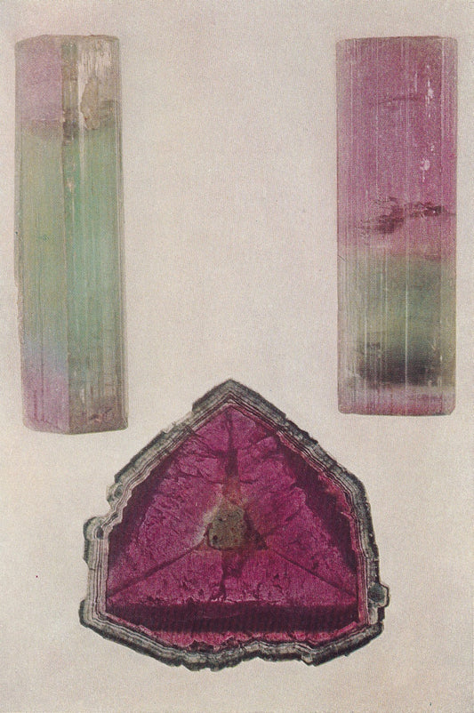 1934 TOURMALINE Print - Original Vintage Print - Crystals Print - Mineral Wall Art - 89 Years Old - 9.15 x 6 Inches