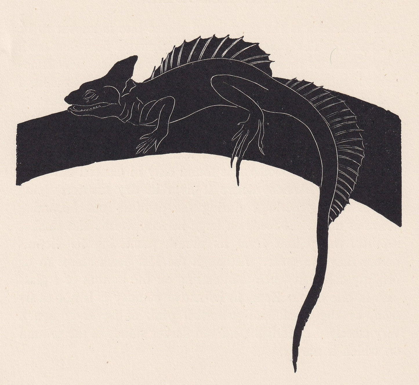 1929 BASILISK LIZARD Print Wood Engraving - Lizard Wall Art - Lizard Wood Engraving - Antique Animal Print - 95 Years Old - 7.25 x 8 Inches