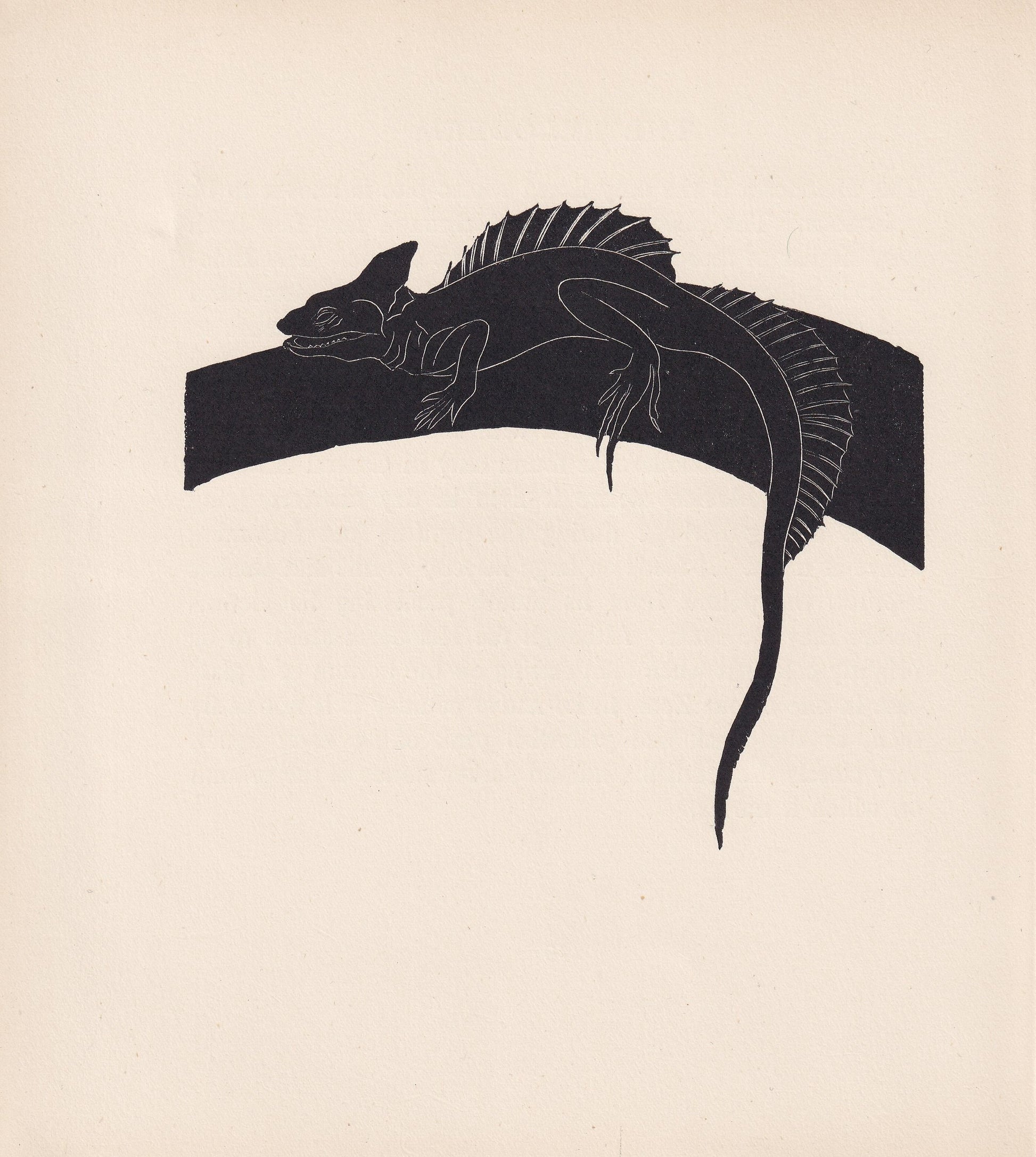 1929 BASILISK LIZARD Print Wood Engraving - Lizard Wall Art - Lizard Wood Engraving - Antique Animal Print - 95 Years Old - 7.25 x 8 Inches