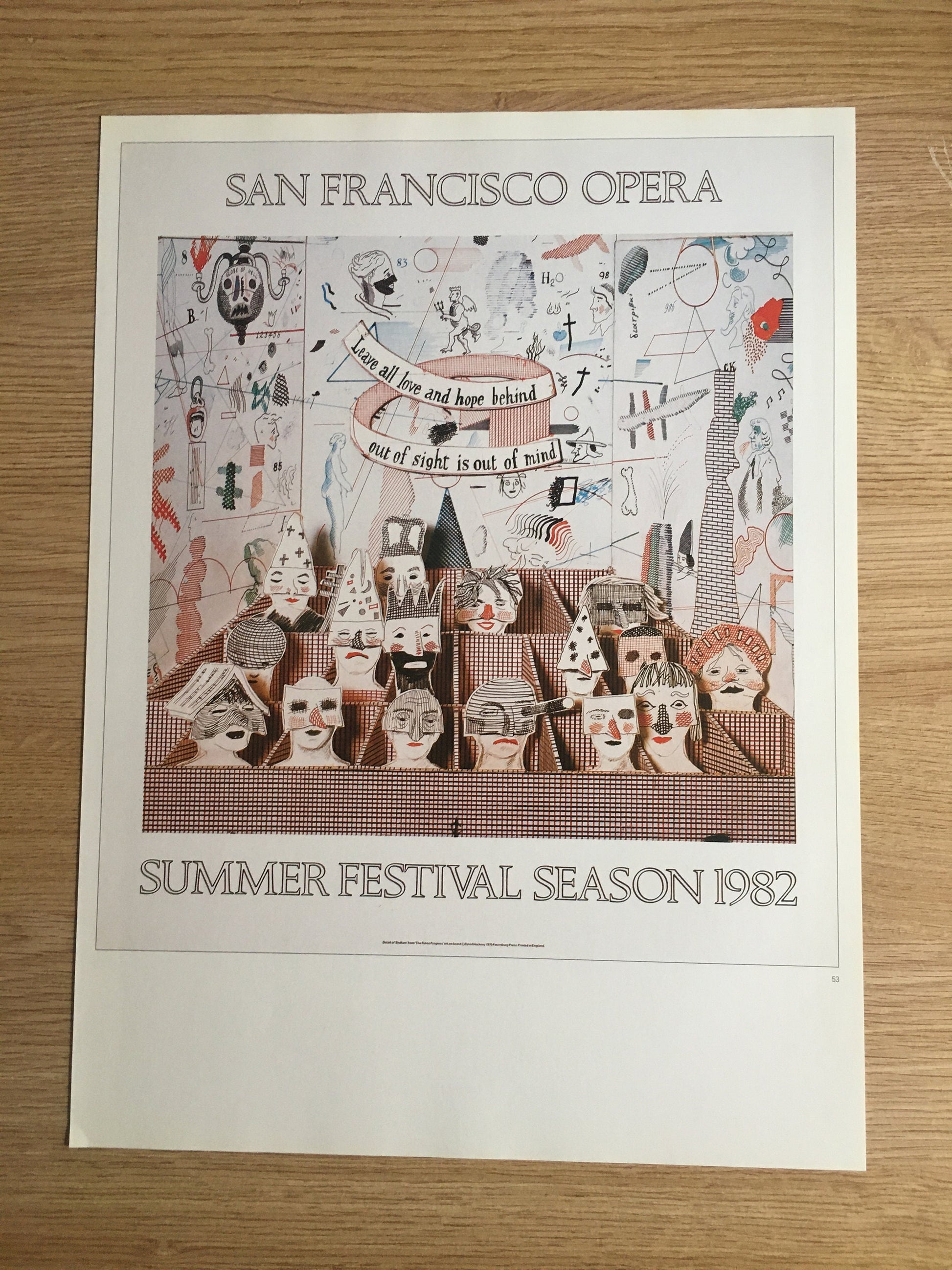 Vintage 1987 DAVID HOCKNEY Print - San Francisco Opera, Exhibition Poster - Hockney Wall Art - Hockney Poster - 10.25 x 14 Inches