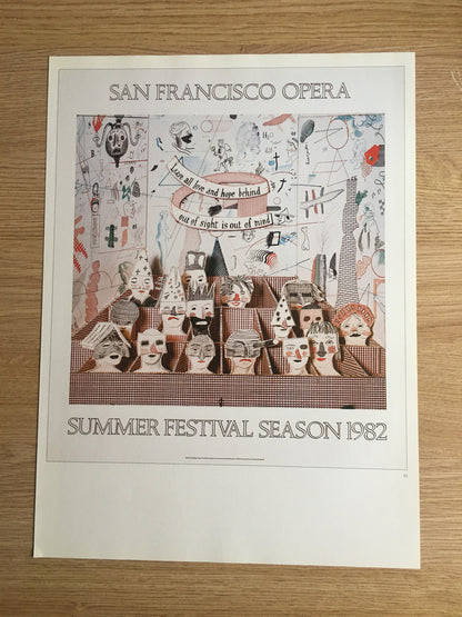 Vintage 1987 DAVID HOCKNEY Print - San Francisco Opera, Exhibition Poster - Hockney Wall Art - Hockney Poster - 10.25 x 14 Inches