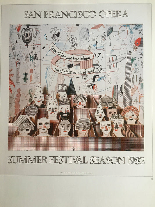 Vintage 1987 DAVID HOCKNEY Print - San Francisco Opera, Exhibition Poster - Hockney Wall Art - Hockney Poster - 10.25 x 14 Inches