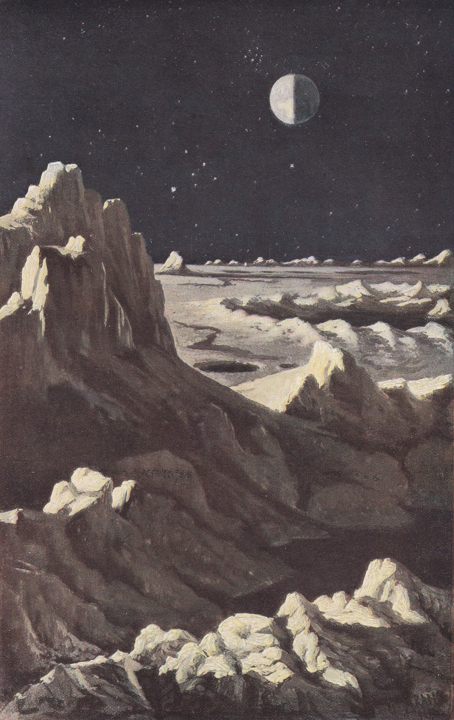 1900 EARTH from THE MOON Print - Moon Print - Earthrise - Astronomy Print - Original Vintage Print - 124 Years Old - 7.75 x 1