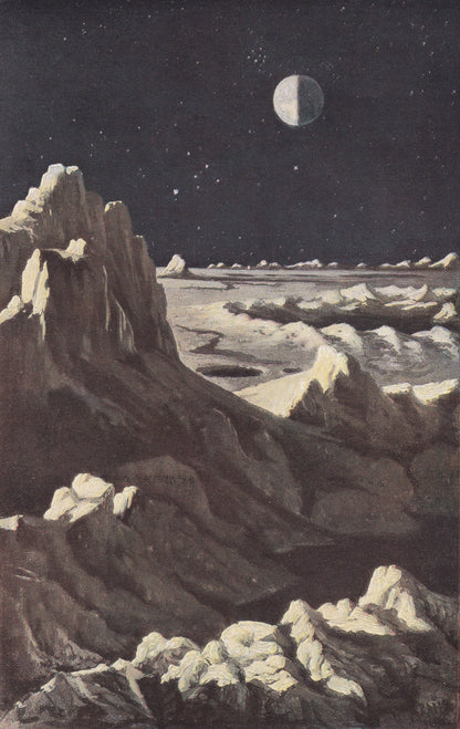 1900 EARTH from THE MOON Print - Moon Print - Earthrise - Astronomy Print - Original Vintage Print - 124 Years Old - 7.75 x 1