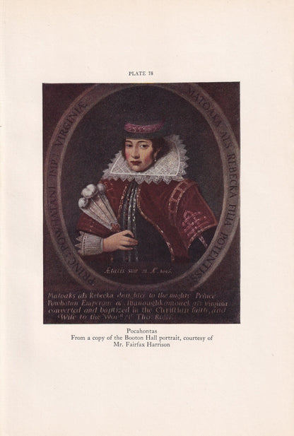 1934 POCAHONTAS NATIVE AMERICAN Print - Indian Print - Indigenous Wall Art - American History Print - 89 Years Old - 9.15 x 6