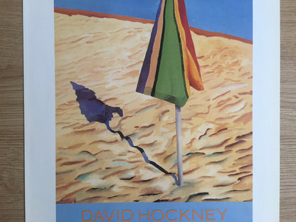 Vintage 1994 DAVID HOCKNEY Print - "Beach Umbrella", 1988, Exhibition Poster - Hockney Wall Art - Hockney Poster - 10.25 x 14 Inches