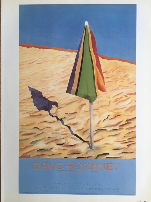 Vintage 1994 DAVID HOCKNEY Print - "Beach Umbrella", 1988, Exhibition Poster - Hockney Wall Art - Hockney Poster - 10.25 x 14 Inches