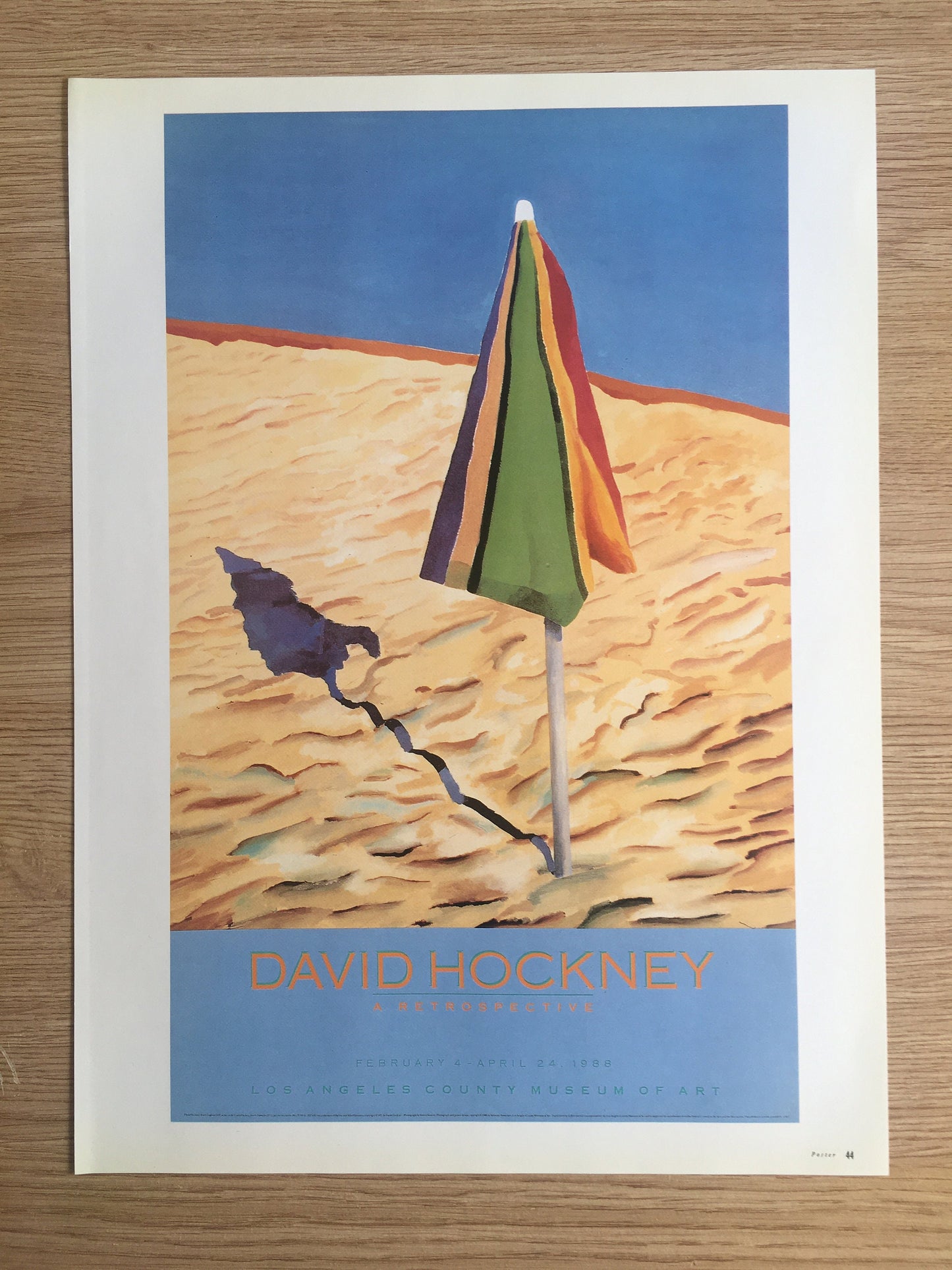 Vintage 1994 DAVID HOCKNEY Print - "Beach Umbrella", 1988, Exhibition Poster - Hockney Wall Art - Hockney Poster - 10.25 x 14 Inches
