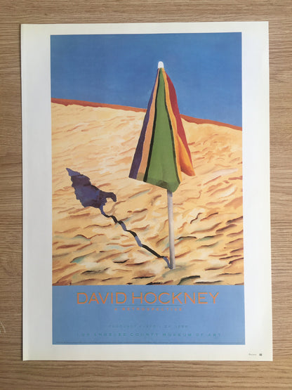 Vintage 1994 DAVID HOCKNEY Print - "Beach Umbrella", 1988, Exhibition Poster - Hockney Wall Art - Hockney Poster - 10.25 x 14 Inches