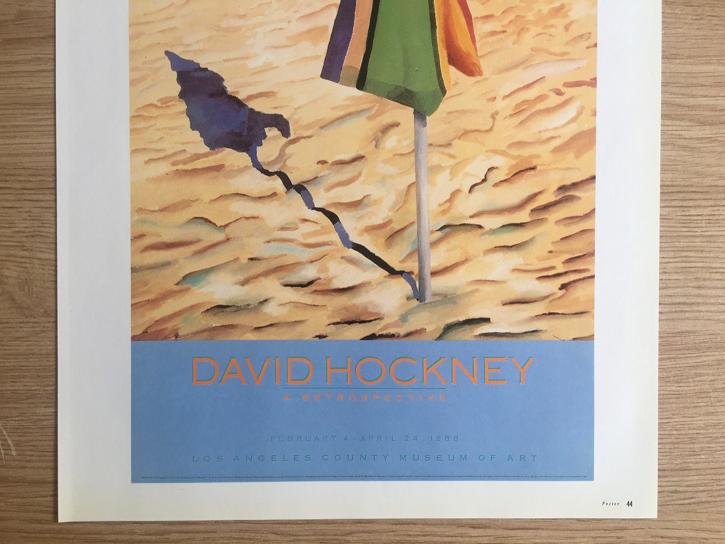 Vintage 1994 DAVID HOCKNEY Print - "Beach Umbrella", 1988, Exhibition Poster - Hockney Wall Art - Hockney Poster - 10.25 x 14 Inches