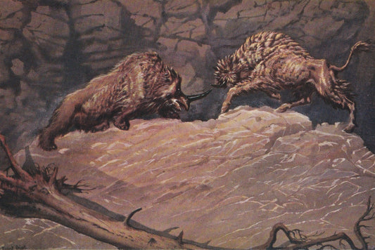 1934 WOOLY RHINOCEROS Print - Megafauna Print - Original Vintage Print - Paleoart - Caveman - Human History - 89 Years Old - 