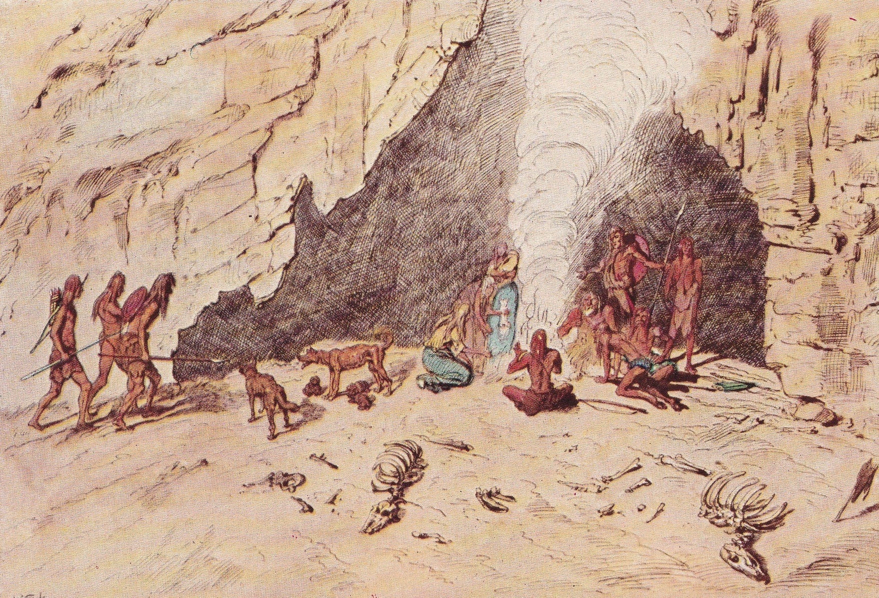 1934 PREHISTORIC MAN Print - Caveman Print - Original Vintage Print - Paleoart - Caveman - Human History - 89 Years Old - 9.1