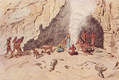 1934 PREHISTORIC MAN Print - Caveman Print - Original Vintage Print - Paleoart - Caveman - Human History - 89 Years Old - 9.1