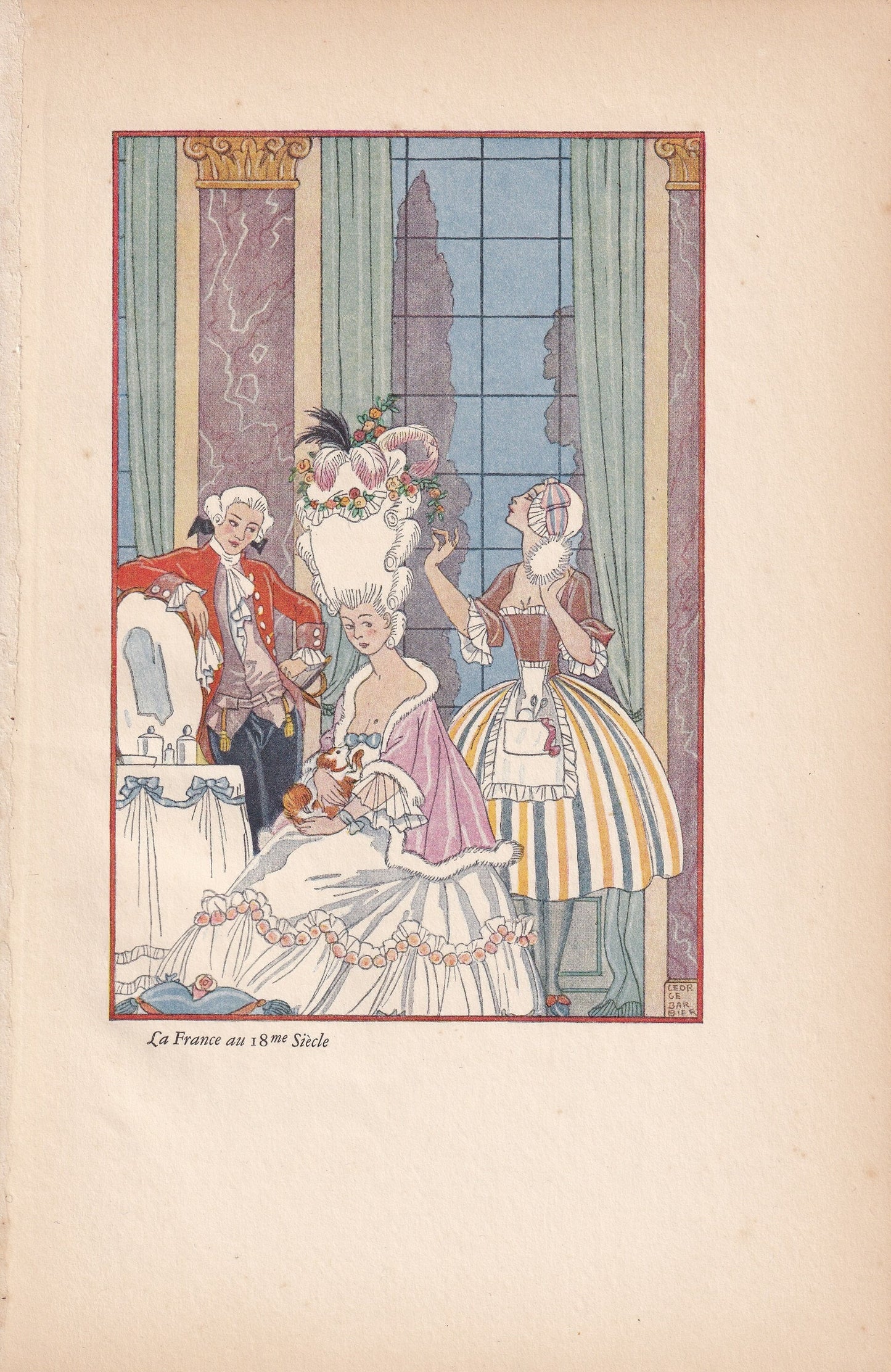 1928 PERFUME by GEORGE BARBIER Print - Original Antique Print - Pochoir - Art Deco Perfume Print - Art Deco Wall Art - 6.4 x 