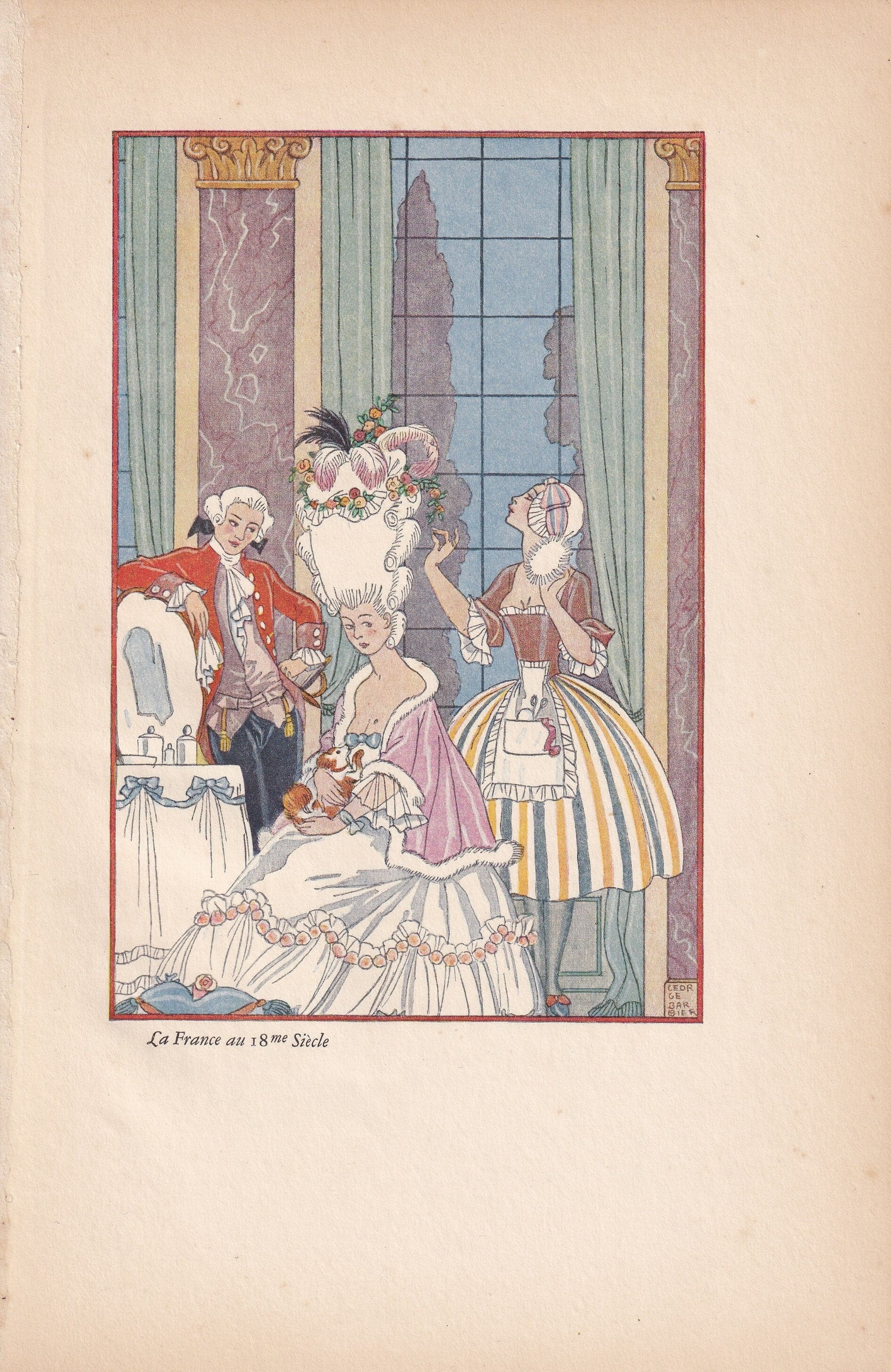 1928 PERFUME by GEORGE BARBIER Print - Original Antique Print - Pochoir - Art Deco Perfume Print - Art Deco Wall Art - 6.4 x 