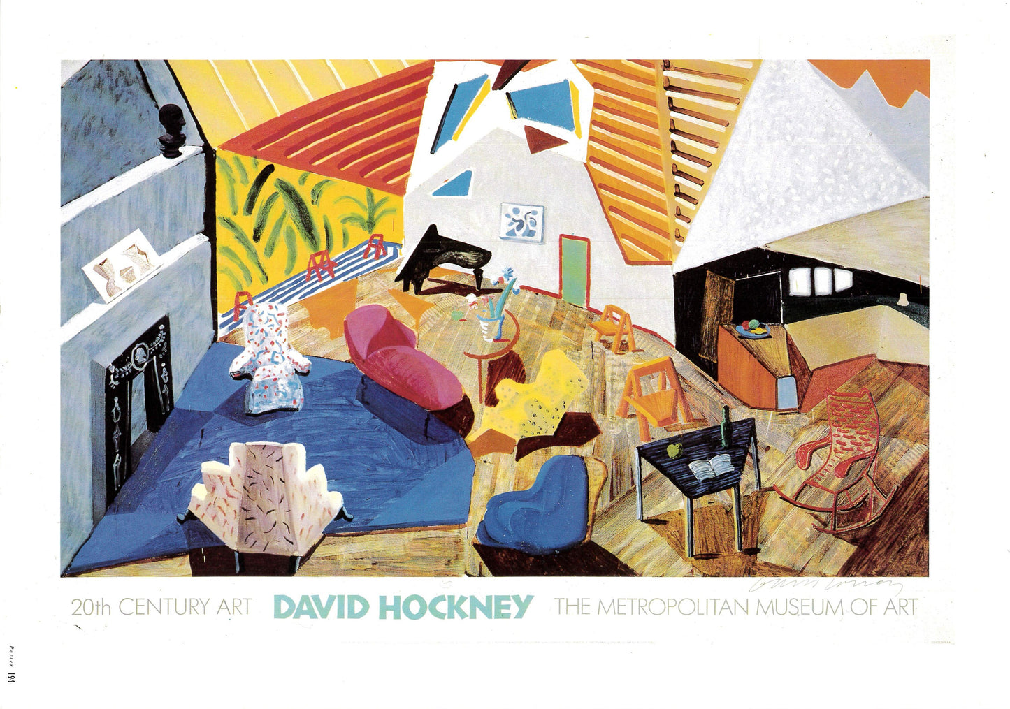 Vintage 1994 DAVID HOCKNEY Print - "Large Interior", Metropolitan Museum of Art - Exhibition Poster - Hockney Art - 10.25 x 14 Inches