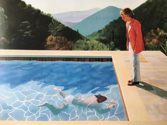 Vintage 1994 DAVID HOCKNEY Print - Portrait of an Artist (Pool with Two Figures) - Exhibition Poster - Hockney Art - 10.25 x 14 Inches