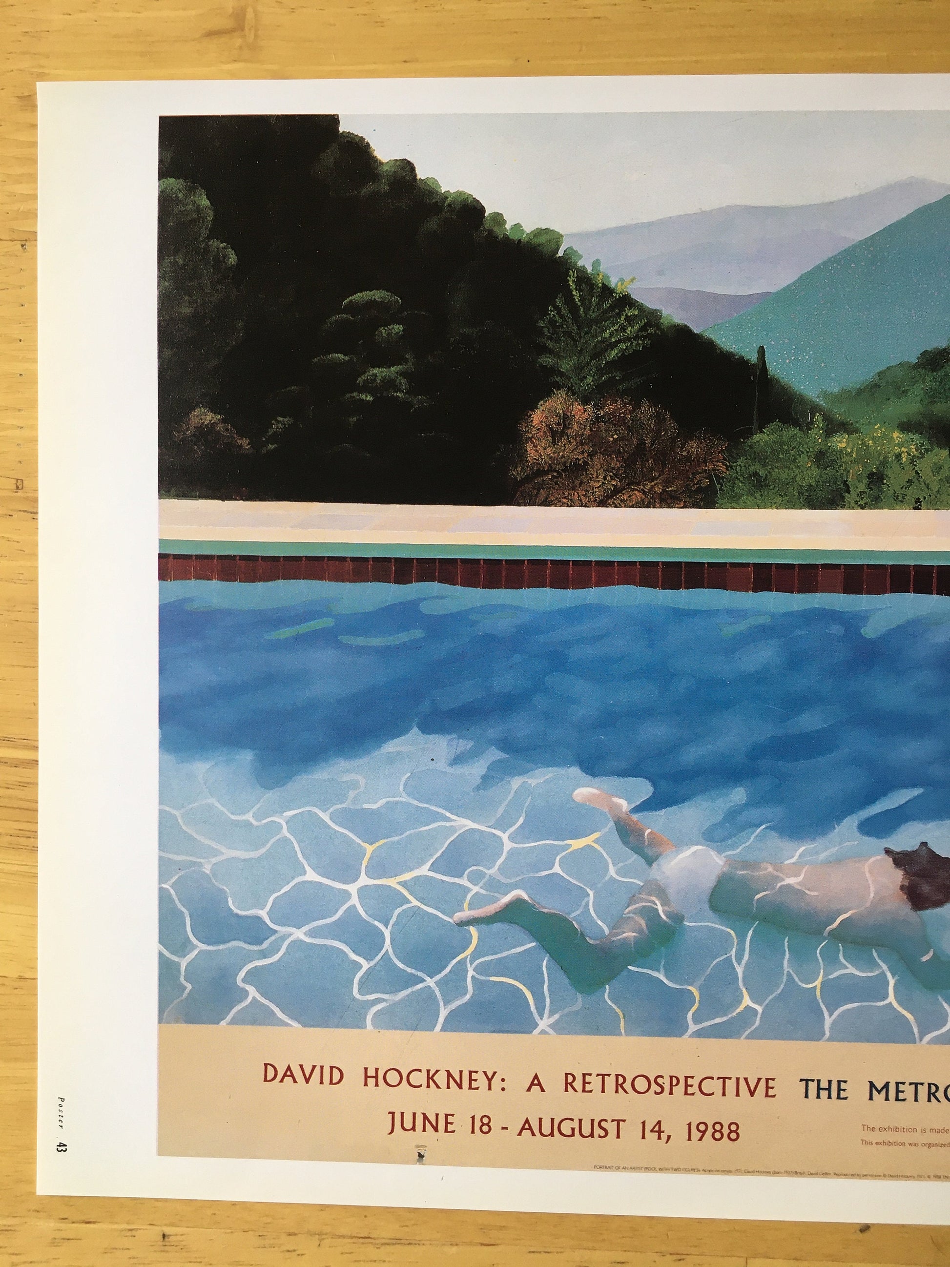 Vintage 1994 DAVID HOCKNEY Print - Portrait of an Artist (Pool with Two Figures) - Exhibition Poster - Hockney Art - 10.25 x 14 Inches