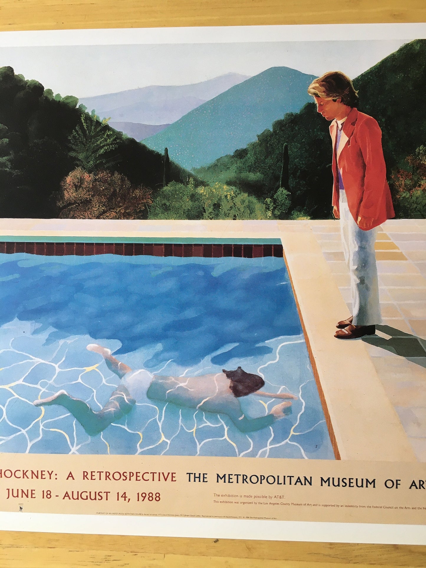 Vintage 1994 DAVID HOCKNEY Print - Portrait of an Artist (Pool with Two Figures) - Exhibition Poster - Hockney Art - 10.25 x 14 Inches