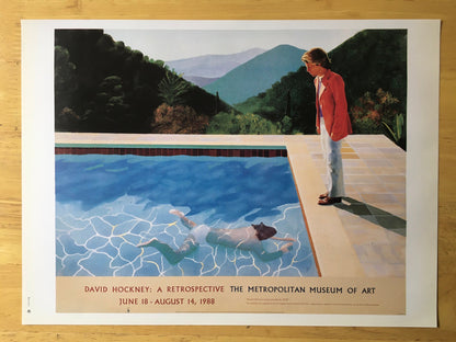 Vintage 1994 DAVID HOCKNEY Print - Portrait of an Artist (Pool with Two Figures) - Exhibition Poster - Hockney Art - 10.25 x 14 Inches