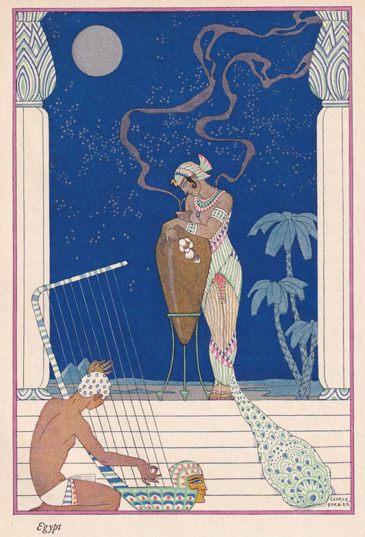 1928 PERFUME by GEORGE BARBIER Print - Original Antique Print - Pochoir - Art Deco Perfume Print - Art Deco Wall Art - 6.4 x 