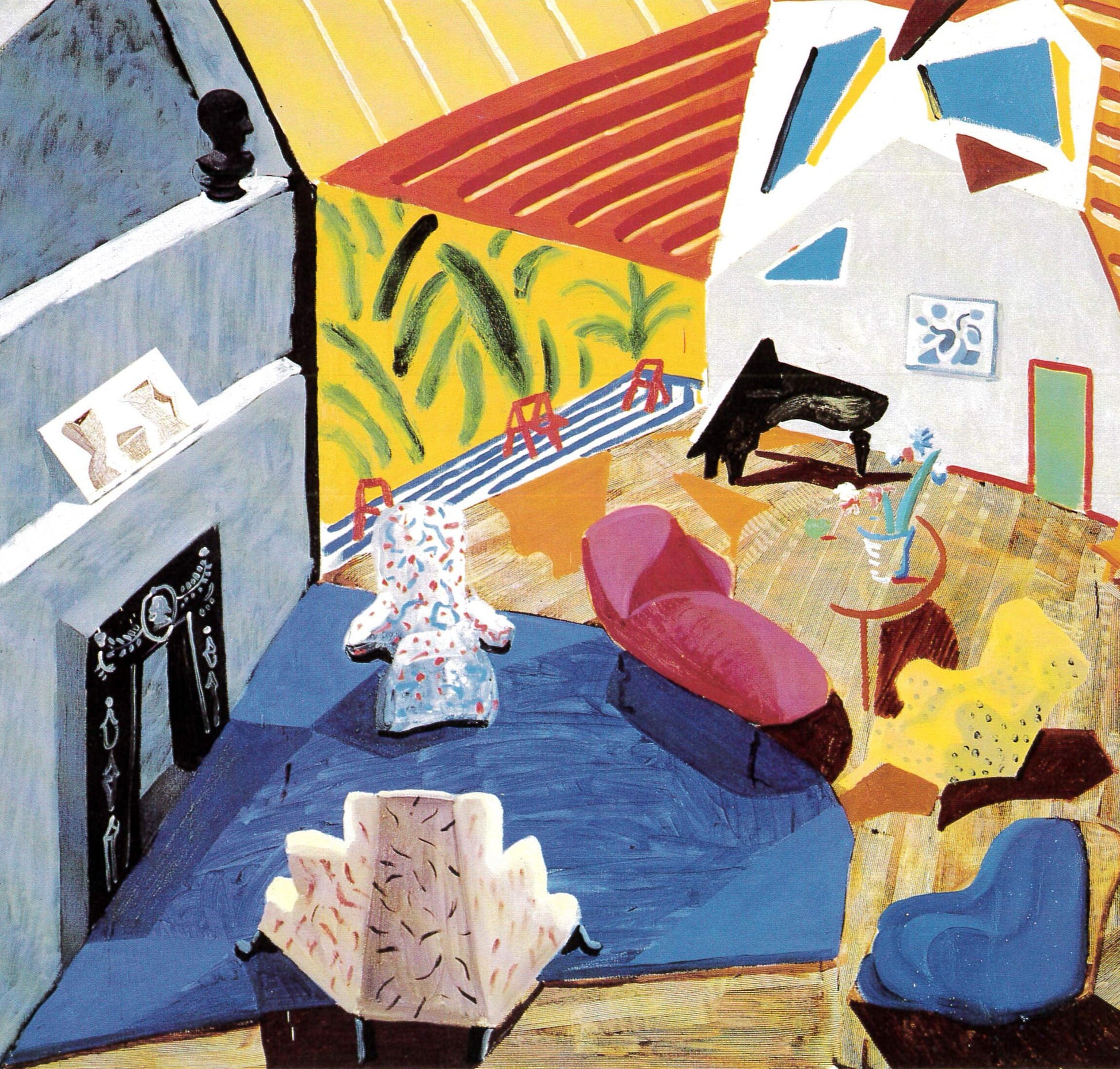 Vintage 1994 DAVID HOCKNEY Print - "Large Interior", Metropolitan Museum of Art - Exhibition Poster - Hockney Art - 10.25 x 14 Inches