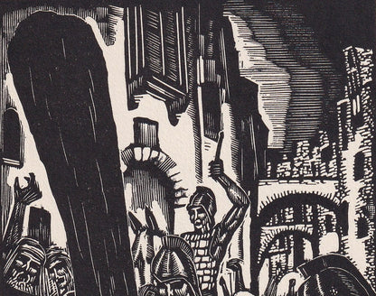 1930 JAMES REID Wood Engraving - 'Jesus Carrying the Cross' - Bible Wood Engraving - Bible Art - Christian Art - 6 x 9.15 Inc