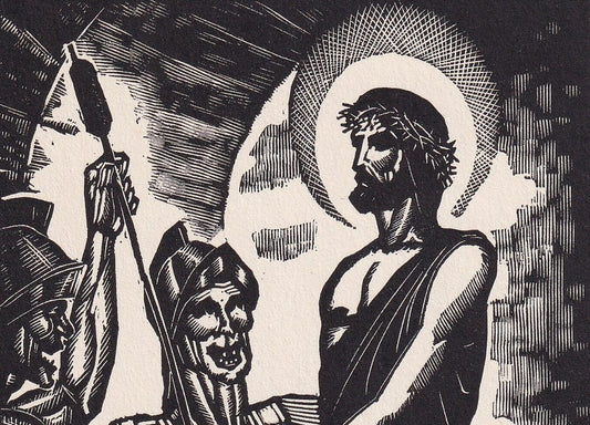 1930 JAMES REID Wood Engraving - 'Jesus Mocked by Roman Soldiers' - Bible Wood Engraving - Bible Art - Christian Art - 6 x 9.