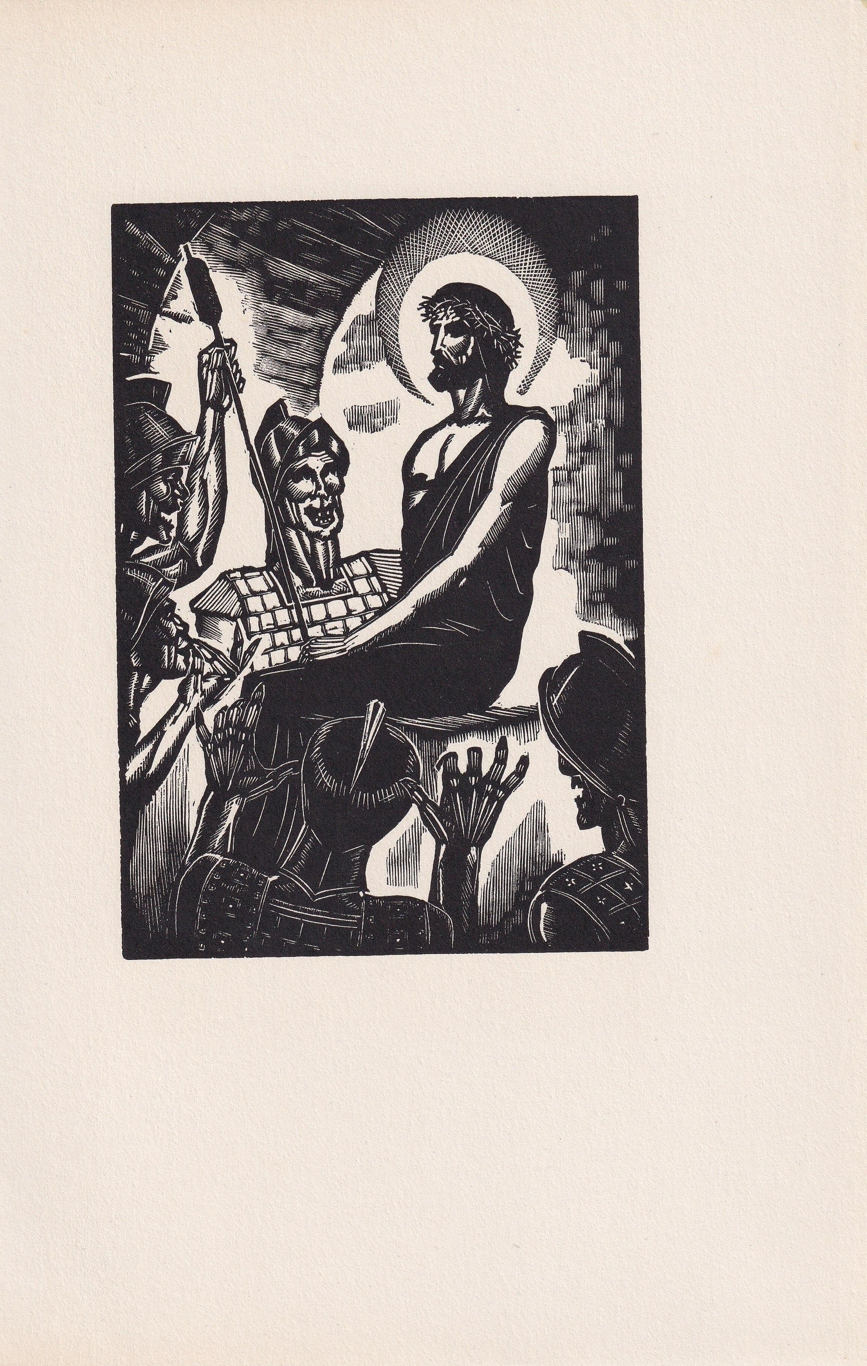 1930 JAMES REID Wood Engraving - 'Jesus Mocked by Roman Soldiers' - Bible Wood Engraving - Bible Art - Christian Art - 6 x 9.