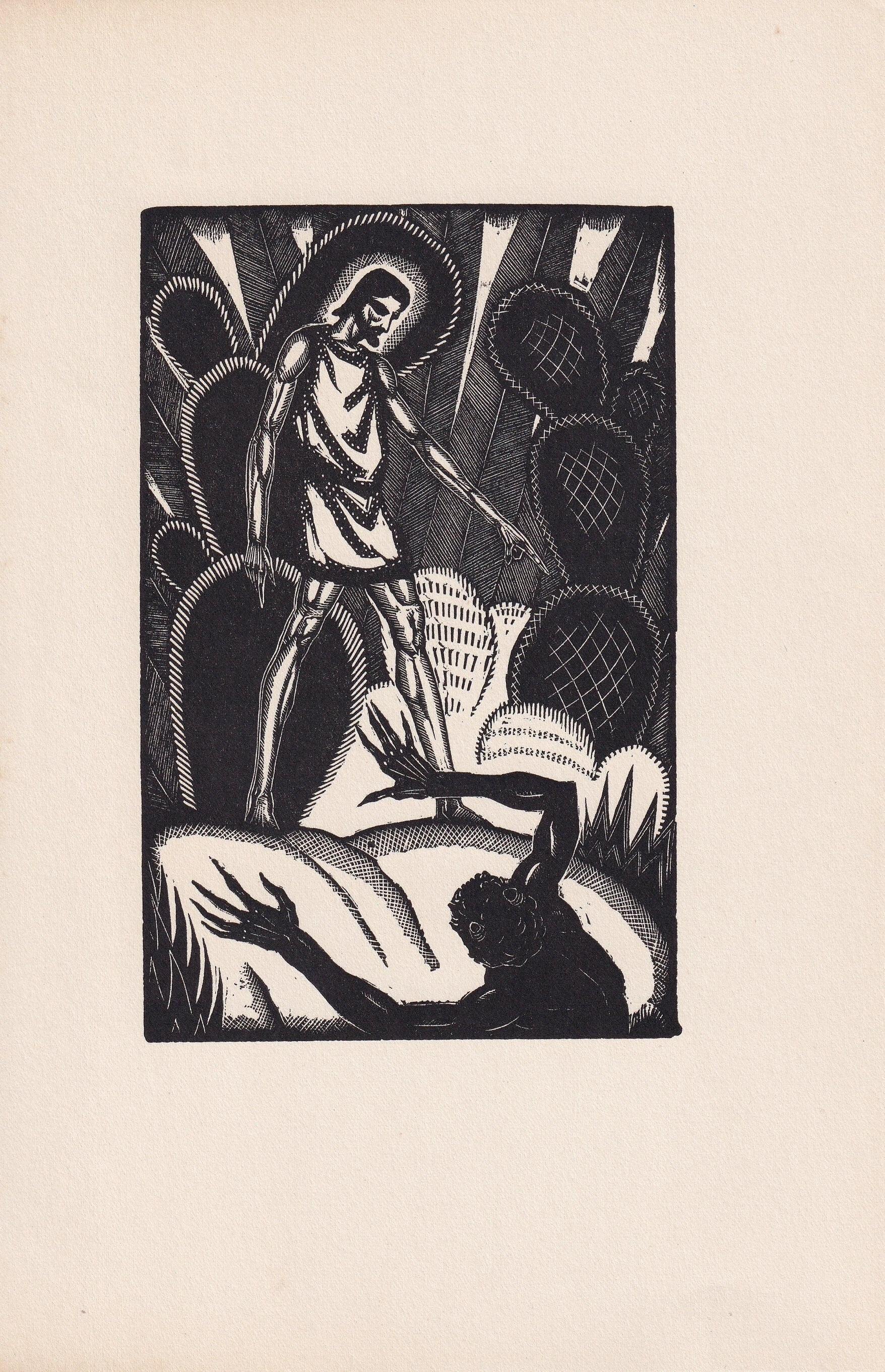 1930 JAMES REID Wood Engraving - 'Jesus Rejecting Satan' - Bible Wood Engraving - Bible Art - Christian Art - 6 x 9.15 Inches
