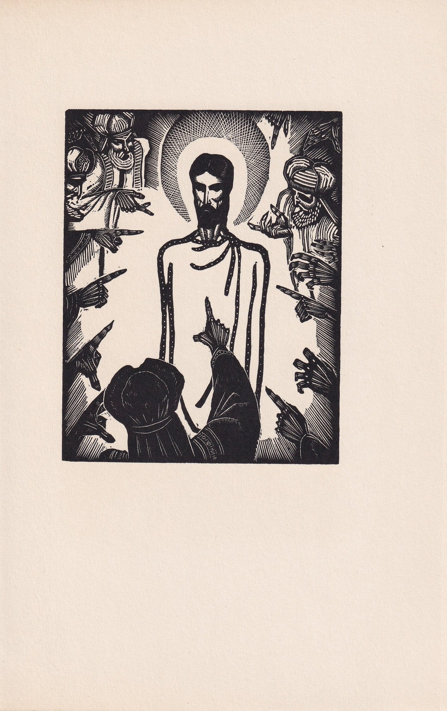1930 JAMES REID Wood Engraving - 'Jesus Accused' - Bible Wood Engraving - Bible Art - Christian Art - 6 x 9.15 Inches