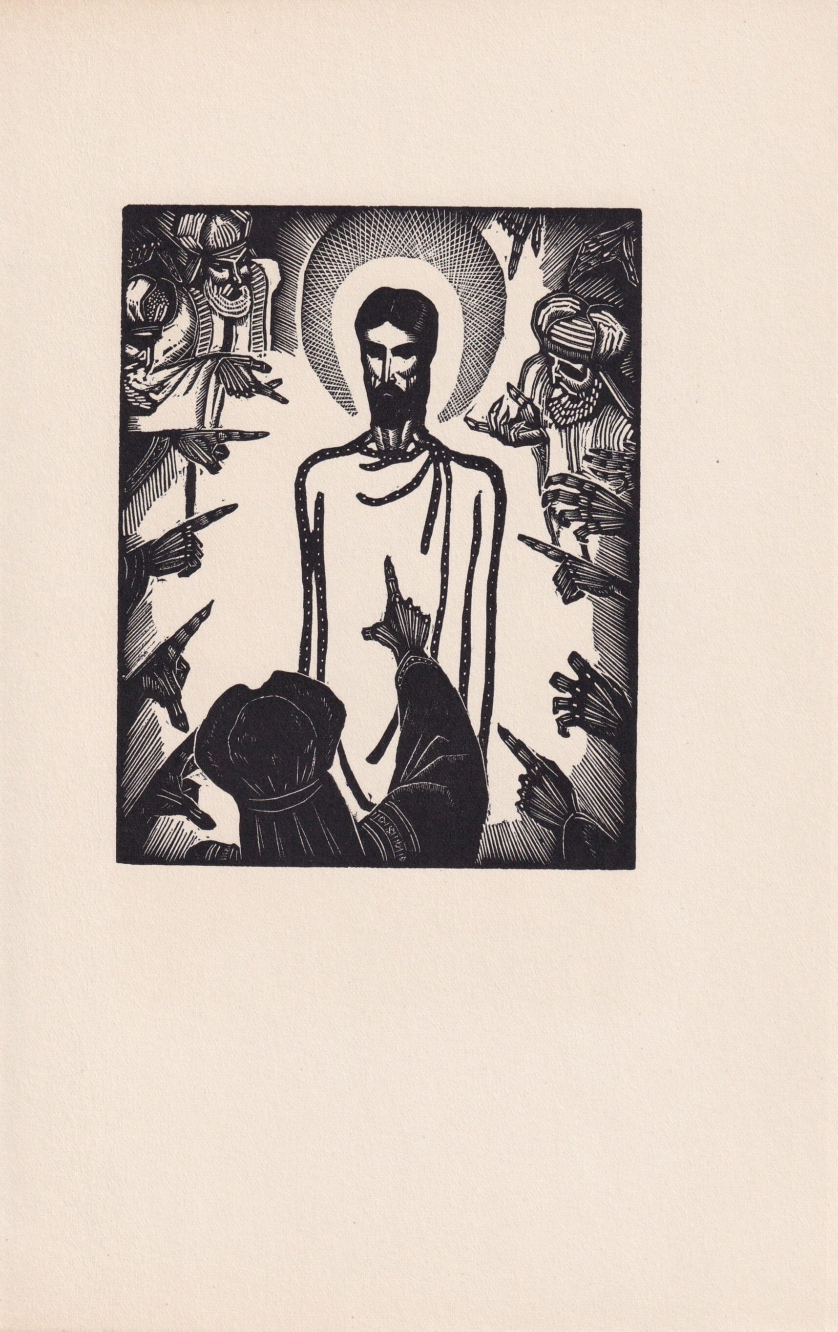 1930 JAMES REID Wood Engraving - 'Jesus Accused' - Bible Wood Engraving - Bible Art - Christian Art - 6 x 9.15 Inches
