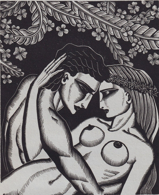 1931 JAMES REID Print - Nude Wall Art - Wood Engraving Nude - Naked Body Print - Song of Songs - Original Antique Print - 7 x 10 Inches