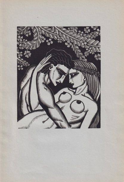 1931 JAMES REID Print - Nude Wall Art - Wood Engraving Nude - Naked Body Print - Song of Songs - Original Antique Print - 7 x 10 Inches