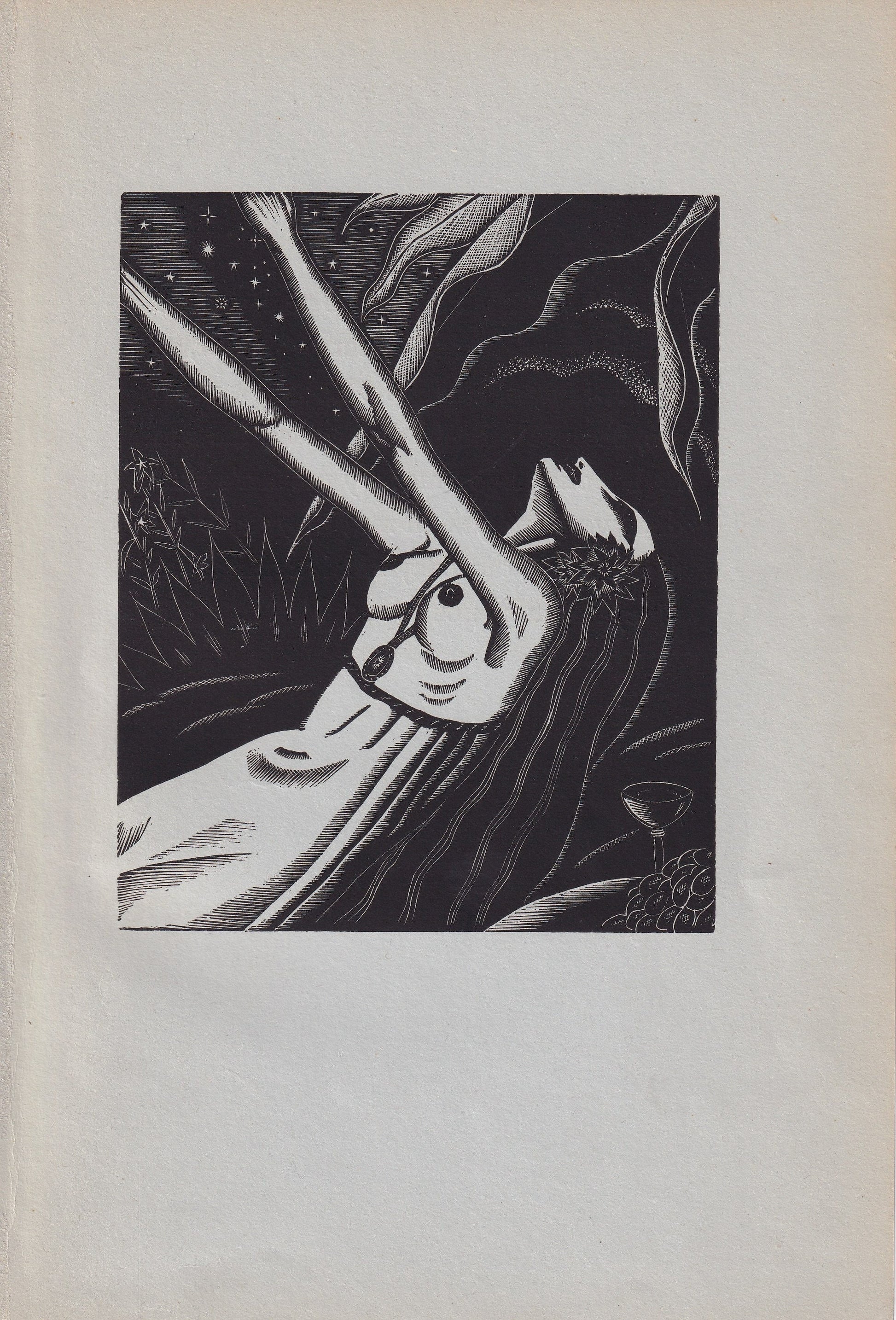 1931 JAMES REID Print - Nude Wall Art - Wood Engraving Nude - Naked Body Print - Song of Songs - Original Antique Print - 7 x 10 Inches