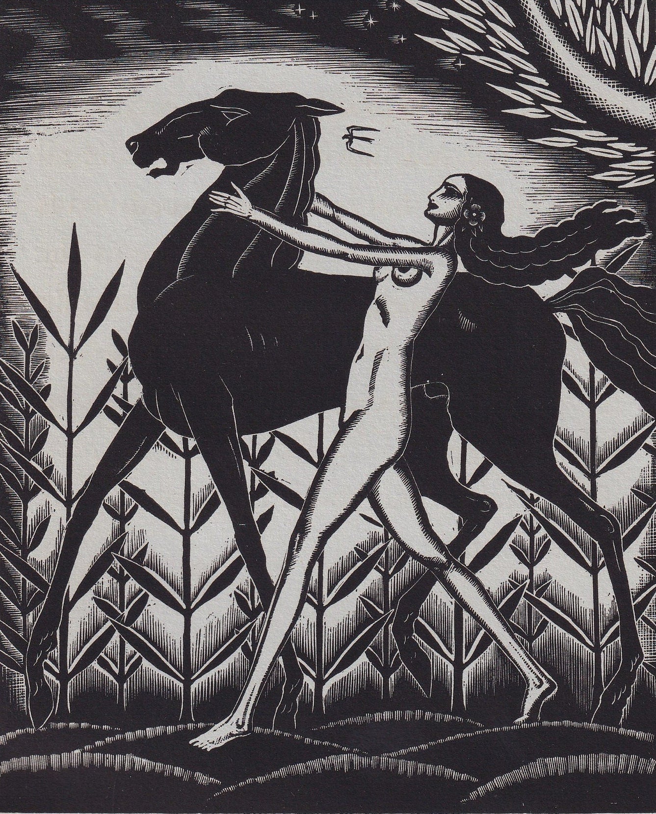 1931 JAMES REID Print - Nude Wall Art - Wood Engraving Nude - Naked Body Print - Song of Songs - Original Antique Print - 7 x 10 Inches