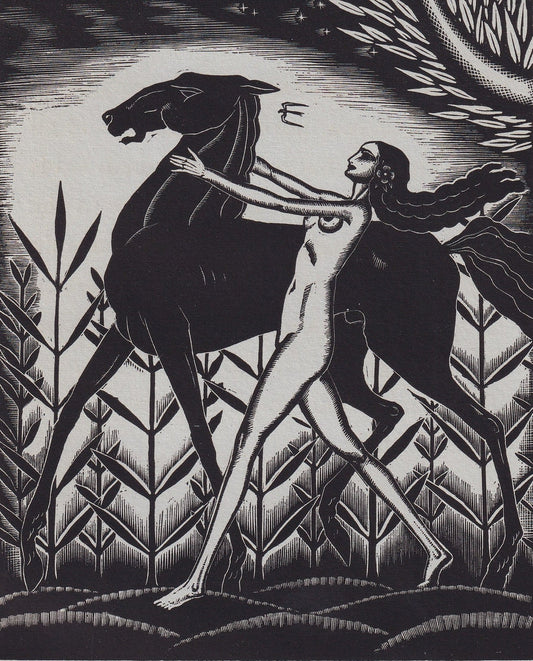 1931 JAMES REID Print - Nude Wall Art - Wood Engraving Nude - Naked Body Print - Song of Songs - Original Antique Print - 7 x 10 Inches