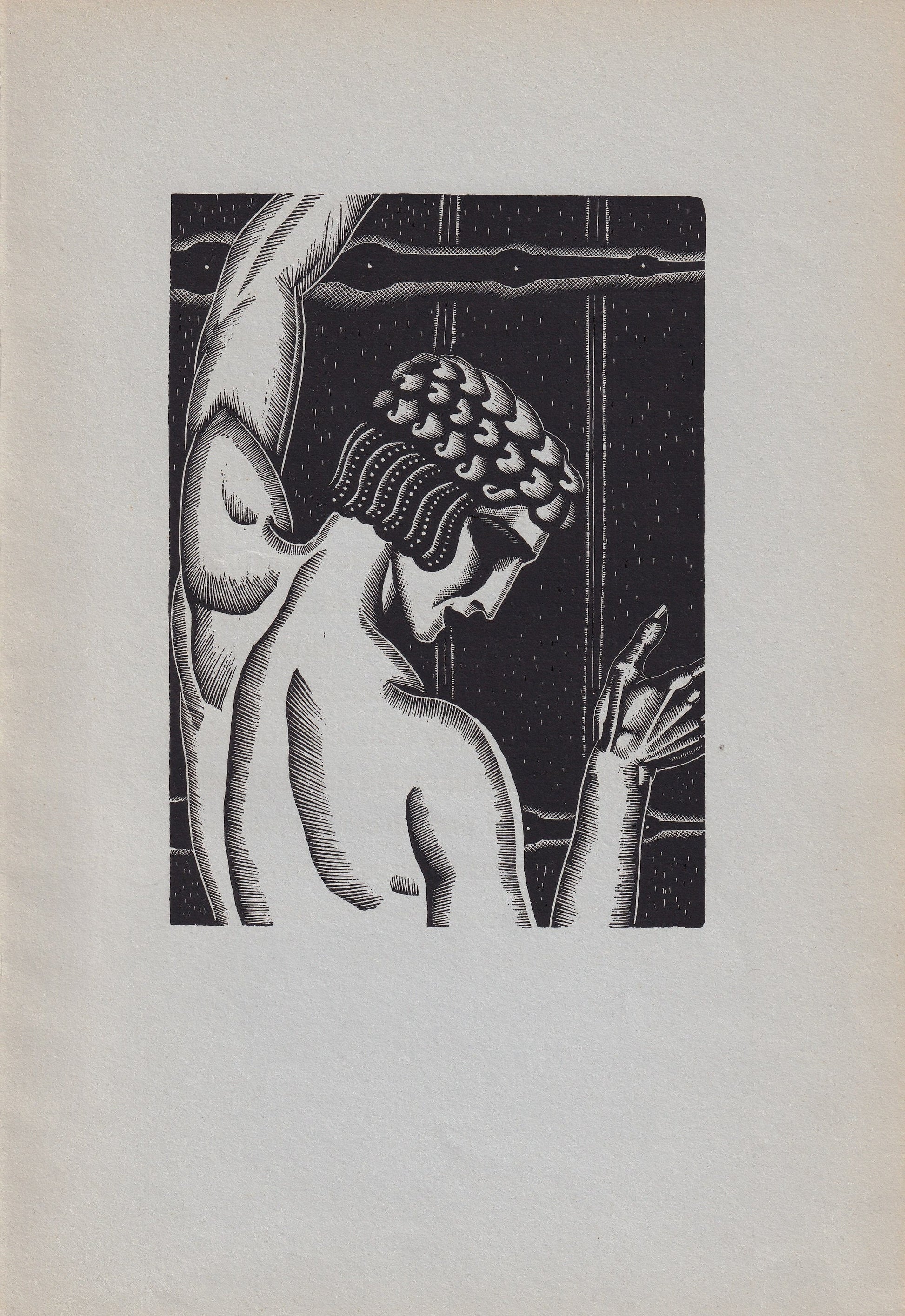 1931 JAMES REID Print - Nude Wall Art - Wood Engraving Nude - Naked Body Print - Song of Songs - Original Antique Print - 7 x 10 Inches