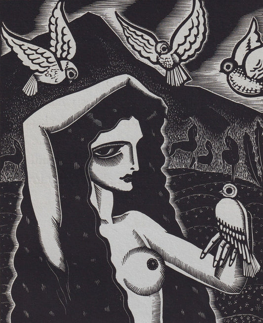 1931 JAMES REID Print - Nude Wall Art - Wood Engraving Nude - Naked Body Print - Song of Songs - Original Antique Print - 7 x 10 Inches