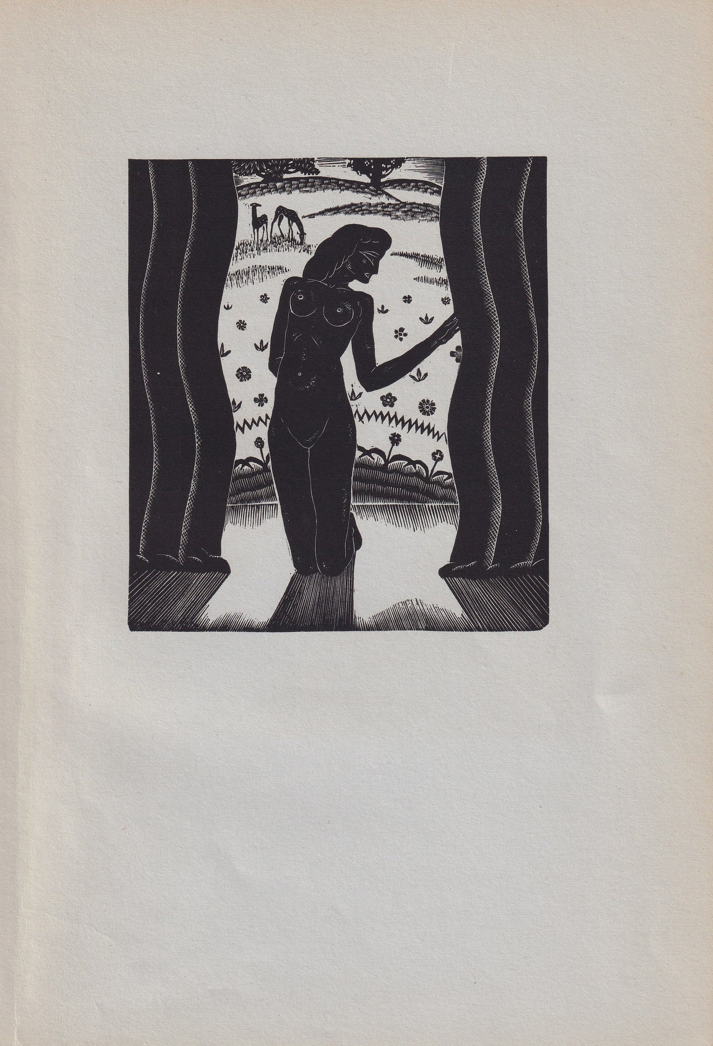 1931 JAMES REID Print - Nude Wall Art - Wood Engraving Nude - Naked Body Print - Song of Songs - Original Antique Print - 7 x 10 Inches