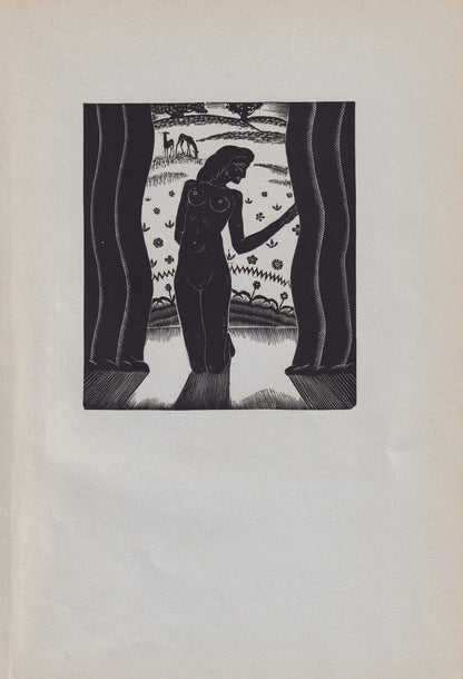 1931 JAMES REID Print - Nude Wall Art - Wood Engraving Nude - Naked Body Print - Song of Songs - Original Antique Print - 7 x 10 Inches